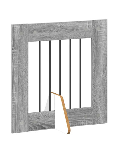 Cancello per cani con supporti 6 pcs Grigio Sonoma 60 x 60 cm