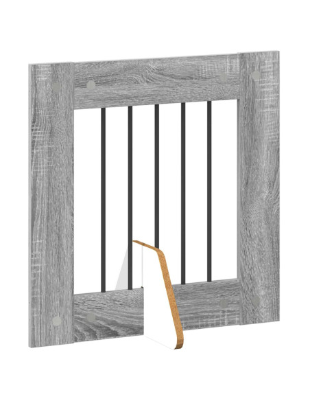 Cancello per cani con supporti 6 pcs Grigio Sonoma 60 x 60 cm