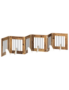 Cancello per cani con supporti 6 pcs Legno antico 60 x 60 cm 2