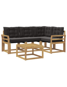 Set di divani da esterno con cuscino 5 pcs Bianco e Nero 2