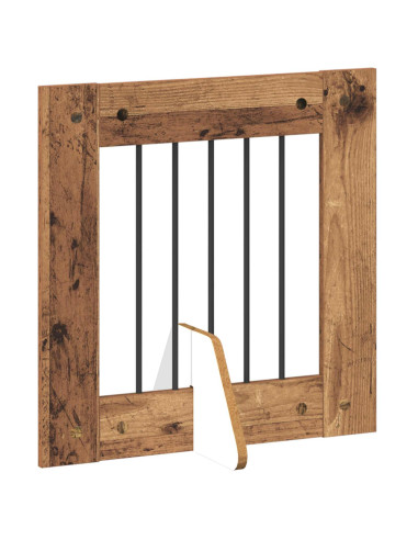 Cancello per cani con supporti 6 pcs Legno antico 60 x 60 cm