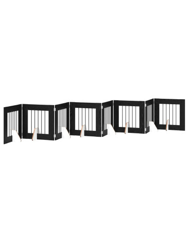 Cancello per cani con supporti 8 pcs Rovere Nero 60 x 60 cm