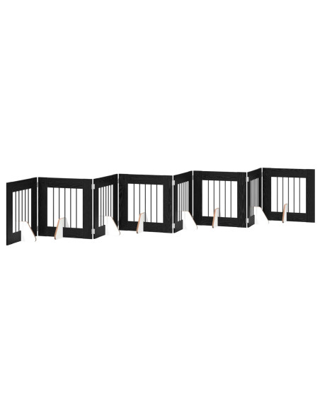 Cancello per cani con supporti 8 pcs Rovere Nero 60 x 60 cm