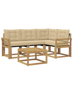 Set di divani da esterno con cuscino 5 pcs Bianco e Beige 2