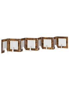 Cancello per cani con supporti 8 pcs Rovere Fumo 60 x 60 cm 2