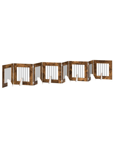 Cancello per cani con supporti 8 pcs Rovere Fumo 60 x 60 cm