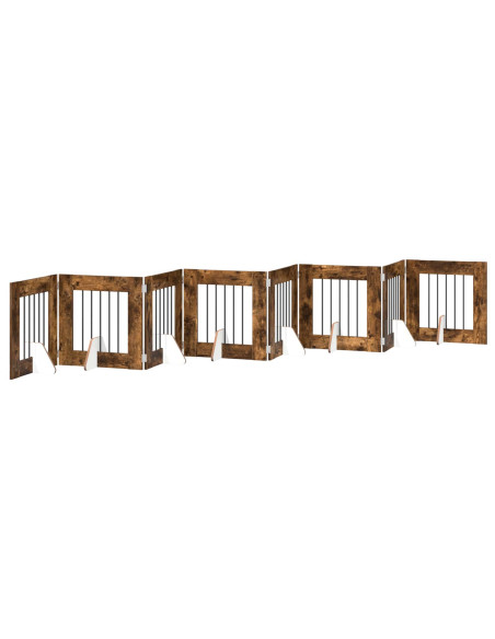 Cancello per cani con supporti 8 pcs Rovere Fumo 60 x 60 cm
