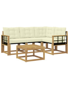 Set di divani da esterno con cuscino 5 pcs Bianco e Crema 2