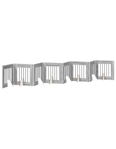 Cancello per cani con supporti 8 pcs Grigio Sonoma 60 x 60 cm 2