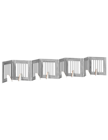 Cancello per cani con supporti 8 pcs Grigio Sonoma 60 x 60 cm