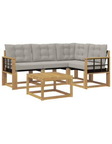Set di divani da esterno 5 pcs Bianco e Grigio Chiaro