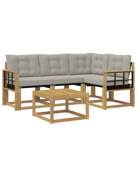Set di divani da esterno 5 pcs Bianco e Grigio Chiaro
