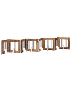 Cancello per cani con supporti 8 pcs Legno antico 60 x 60 cm 2