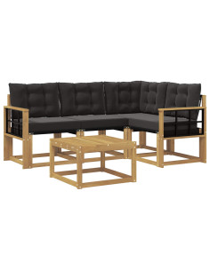 Set di divani da esterno con cuscino 5 pcs Bianco e Nero 2