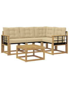 Set di divani da esterno con cuscino 5 pcs Bianco e Beige 2