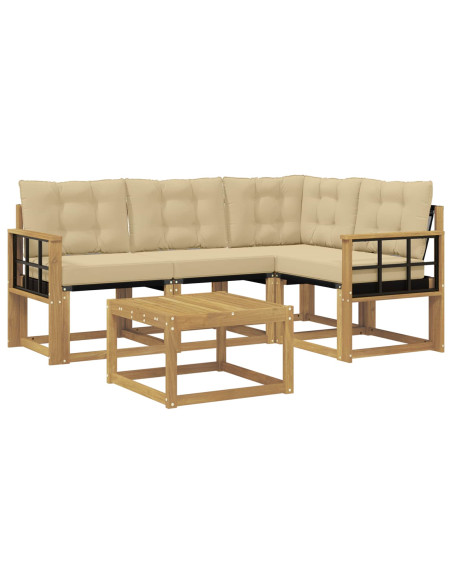 Set di divani da esterno con cuscino 5 pcs Bianco e Beige