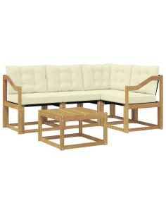 Set di divani da esterno con cuscino 5 pcs Bianco e Crema 2