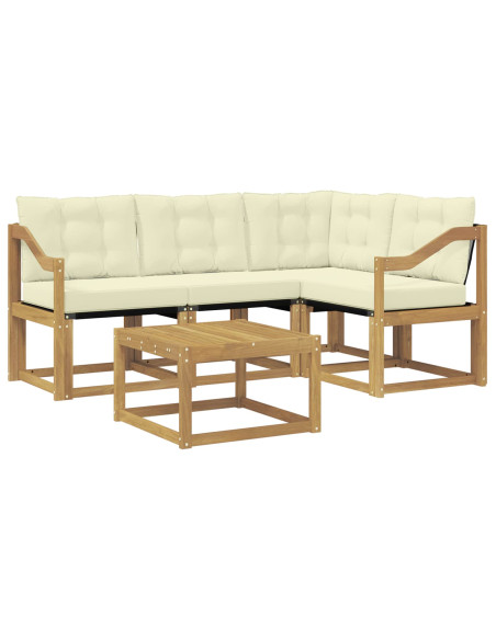 Set di divani da esterno con cuscino 5 pcs Bianco e Crema