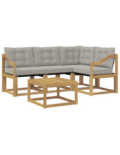 Set di divani da esterno 5 pcs Bianco e Grigio Chiaro 2