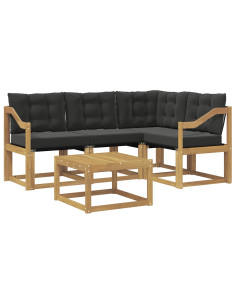 Set di divani da esterno con cuscino 5 pcs Bianco e Nero 2