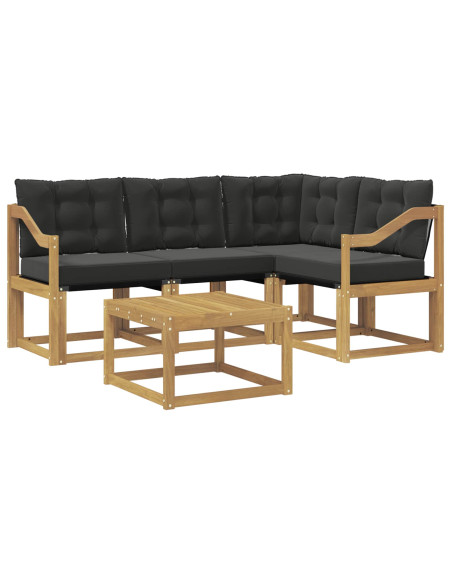 Set di divani da esterno con cuscino 5 pcs Bianco e Nero