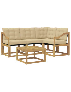 Set di divani da esterno con cuscino 5 pcs Bianco e Beige 2