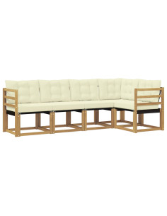 Set di divani da esterno con cuscino 5 pcs Bianco e Crema 2