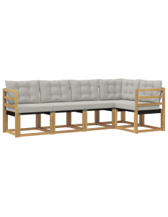 Set di divani da esterno 5 pcs Bianco e Grigio Chiaro 2