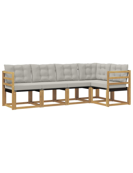 Set di divani da esterno 5 pcs Bianco e Grigio Chiaro