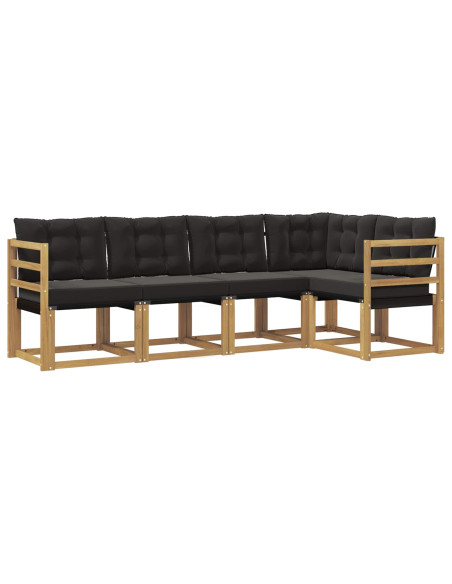 Set di divani da esterno con cuscino 5 pcs Bianco e Nero