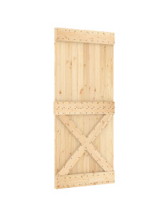 Porta scorrevole NARVIK Naturale e Nero 90 x 210 cm (213,5 cm) 2