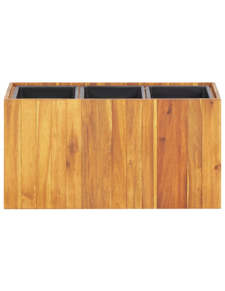 Letto Rialzato da Giardino con 3 Vasi in Legno Massello d'Acacia