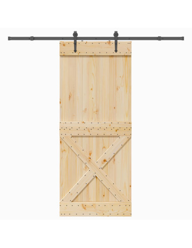 Porta scorrevole NARVIK Naturale e Nero 95 x 210 cm (213,5 cm)