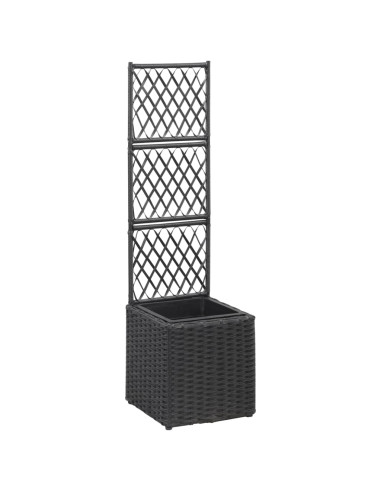Letto Rialzato con Traliccio 1 Vaso 30x30x107cm Polyrattan Nero