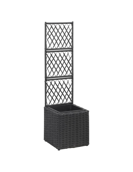 Letto Rialzato con Traliccio 1 Vaso 30x30x107cm Polyrattan Nero