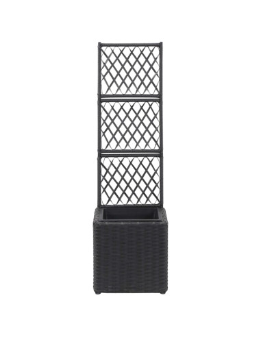Letto Rialzato con Traliccio 1 Vaso 30x30x107cm Polyrattan Nero