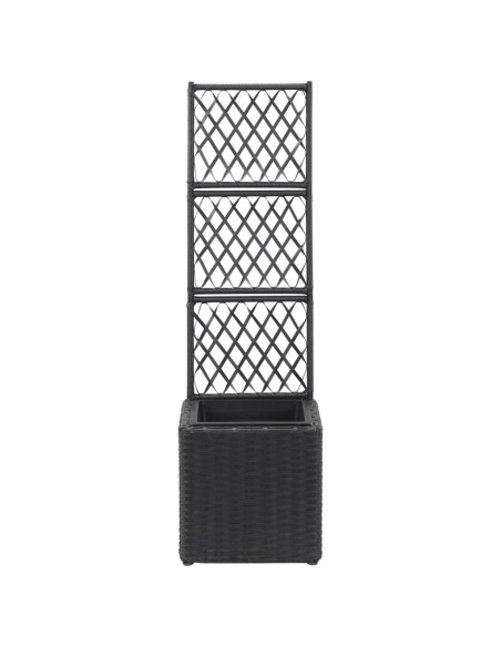 Letto Rialzato con Traliccio 1 Vaso 30x30x107cm Polyrattan Nero