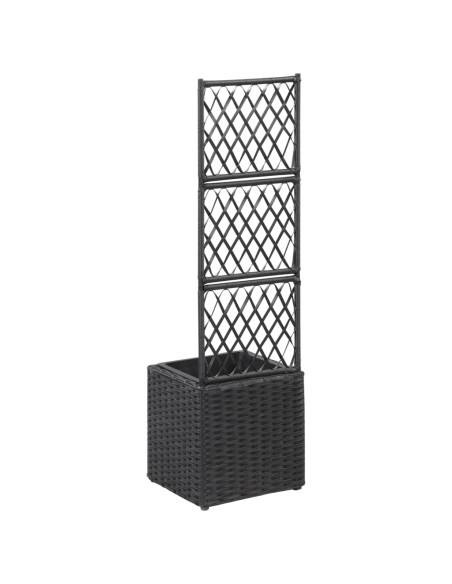 Letto Rialzato con Traliccio 1 Vaso 30x30x107cm Polyrattan Nero