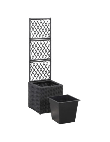 Letto Rialzato con Traliccio 1 Vaso 30x30x107cm Polyrattan Nero
