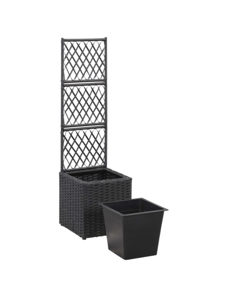 Letto Rialzato con Traliccio 1 Vaso 30x30x107cm Polyrattan Nero