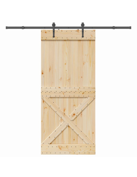 Porta scorrevole NARVIK Naturale e Nero 100 x 210 cm (213,5 cm)