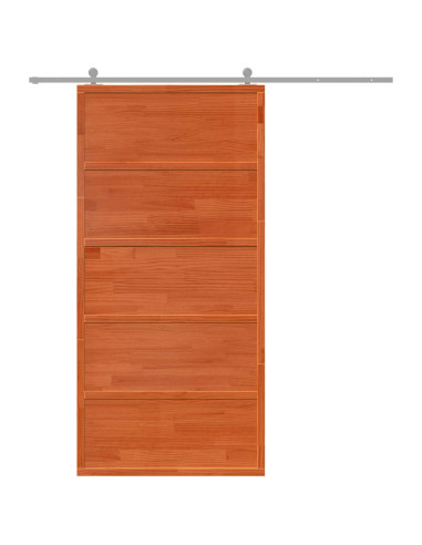 Porta del fienile Marrone cerato Legno Massello di Pino