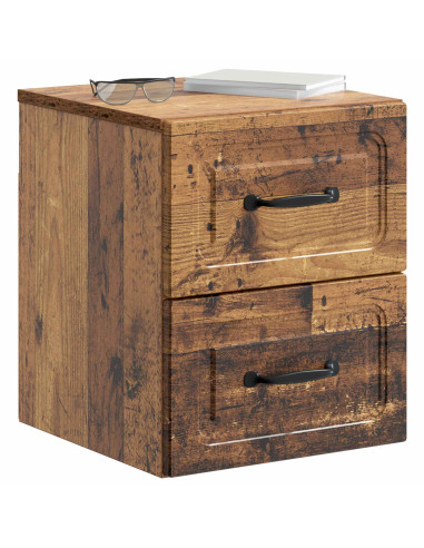 Mobiletto da notte a muro 2 pcs Legno antico 34,5 x 33 x 40 cm