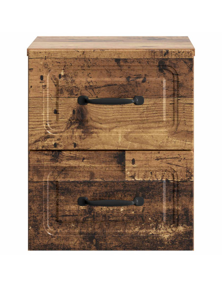 Mobiletto da notte a muro 2 pcs Legno antico 34,5 x 33 x 40 cm