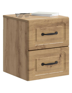 Mobiletto da notte a muro con cassetto 2 pcs Rovere Artigianale 2