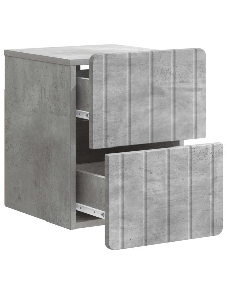 Mobiletto da notte a muro con cassetto 2 pcs Grigio Cemento