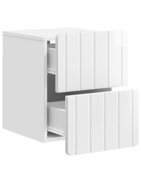 Mobiletto da notte a muro Bianco Lucido 33 x 34,5 x 43 cm
