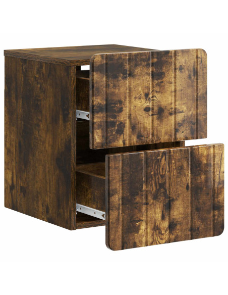 Mobiletto da notte a muro Rovere Fumo 33 x 34,5 x 43 cm