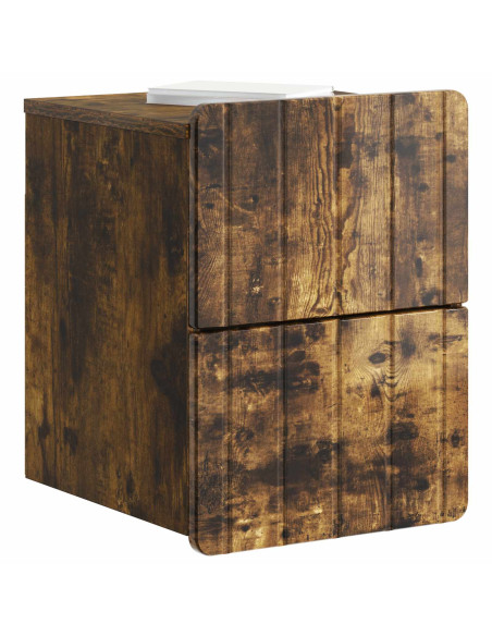 Mobiletto da notte a muro 2 pcs Rovere Fumo 33 x 34,5 x 43 cm
