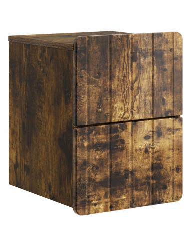 Mobiletto da notte a muro 2 pcs Rovere Fumo 33 x 34,5 x 43 cm